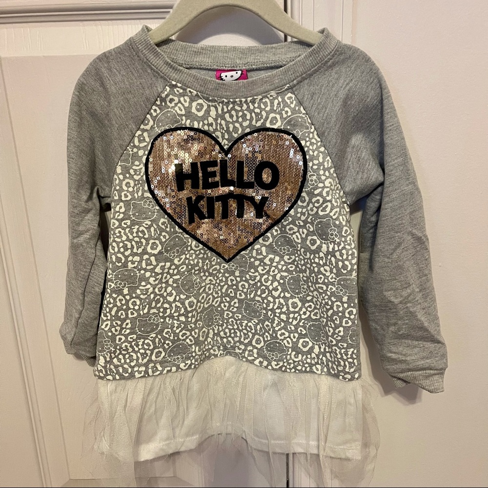 Hello Kitty Sanrio 3T girls gray sequin sweatshirt